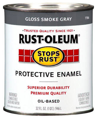 RUST-OLEUM 7786-502 STOPS RUST QT. GLOSS SMOKE GRAY ENAMEL