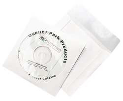 QUALITY PARK QUA77203 NO-TEAR CD/DVD SLEEVE WHITE PAPER PK 100