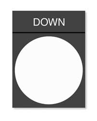 SCHNEIDER ELECTRIC ZBY2308 LEGEND PLATE DOWN WHITE/BLACK AND RED