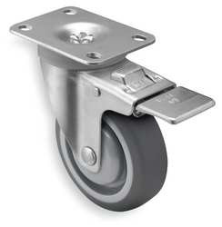 SHEPHERD CASTER PGT50120ZN-TPU22(GG) SWVL PLT CSTR W/TOTL-LOK 315 LB 5 IN DIA