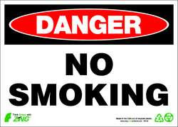 ZING ENTERPRISES, LLC 1109A DANGER SIGN NO SMOKING 7X10 ALUMINUM