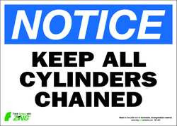 ZING ENTERPRISES, LLC 2142S ZING ECO SAFETY SIGN NOTICE KEEP CYLINDE