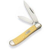 CASE POCKET KNIVES 030 2BLD YELL HANDLE PEANUT KNIFE