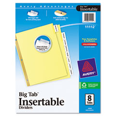 AVERY 11112 BIG TAB INSERTABLE DIVIDERS,BUFF/CLEAR