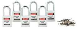 BRADY SPC ABSORBENTS 118925 LOCKOUT PADLOCK,KD,WHITE,1-3/4"H,PK6