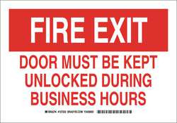 BRADY SPC ABSORBENTS 127232 FIRE EXIT SIGN,7X10",RED/WHITE