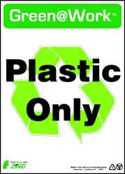 ZING ENTERPRISES, LLC 2031 ZING GREEN AT WORK SIGN PLASTIC ONLY WIT