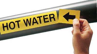 BRADY SPC ABSORBENTS 20412 PIPE MARKER,COLD WATER,1IN H,8IN W