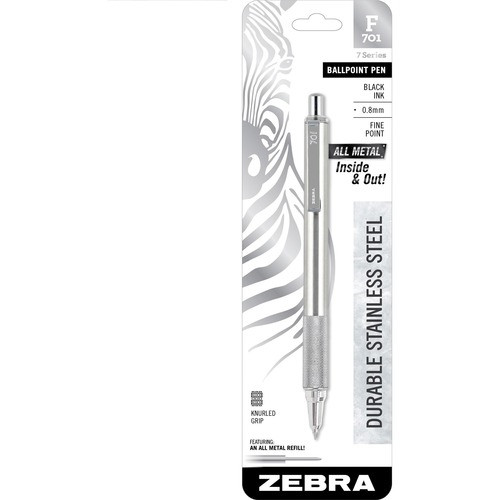 ZEBRA PEN 29411 BALLPOINT PEN,STAINLESS STEEL,.7MM,BLACK