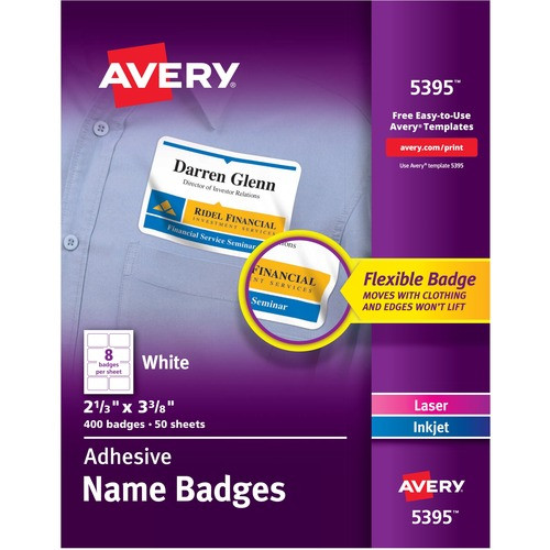 AVERY 5395 BADGE,ADHESIVE,WE,400