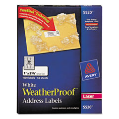 AVERY 5520 LABEL,WTHRPRF,ADDRESS,1X2.5