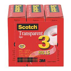 SCOTCH 600K3 OFFICE TAPE POLYOLEFIN BACKING PK 3