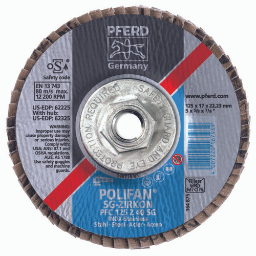 PFERD 62325 5" X 5/8-11 THD. POLIFAN FLAP DISC - Z S