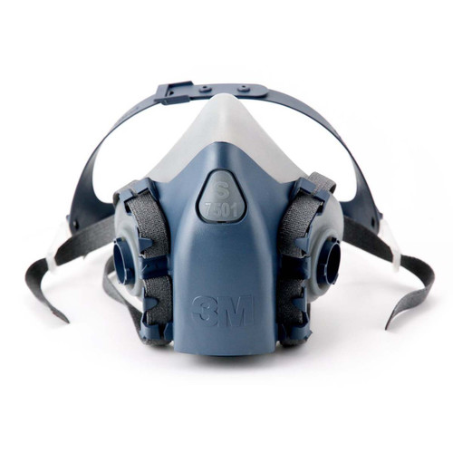 3M 7501 HALF MASK RESPIRATOR,SILICONE,BLUE, GRAY
