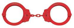 PEERLESS 752C-21CH34 HANDCUFFS OVERSIZE RED STEEL 14OZ 2 KEY