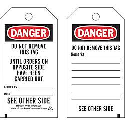 BRADY SPC ABSORBENTS 76184 TAG,5 3/4 IN H,3 IN W,POLYESTER,PK25