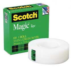 SCOTCH 810 OFFICE TAPE TRANSPARENT 3/4 IN X 36 YD.
