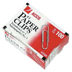 ACCO BRANDS USA LLC ACC72320 PAPER CLIP,SILVER,0.94IN L,PK1000