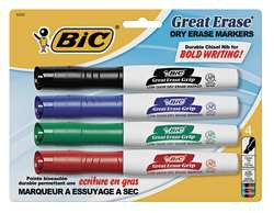 BIC CORPORATION BICGDEMP41ASST DRY ERASE MARKER SET,CHISEL,PK4