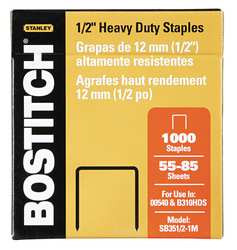 STANLEY BOSSB35121M STAPLES HEAVY DUTY 1/2 IN LEG PK 1000