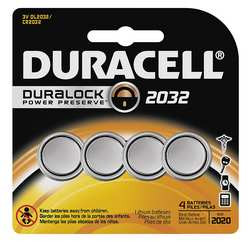 DURACELL DL2032B4 LITHIUM MEDICAL BATTERY, 3 VOLT