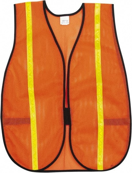 MCR SAFETY V211R POLY, MESH SAFETY VEST, 3/4" LIME STRIPE