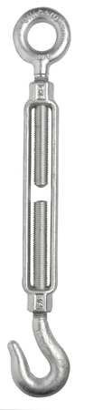 CHICAGO HARDWARE 01729 9 TURNBUCKLE,HOOK & EYE,GALV,1/2 X 12 IN