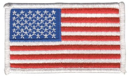 HEROS PRIDE 0005HP EMBROIDERED PATCH U.S. FLAG WHITE