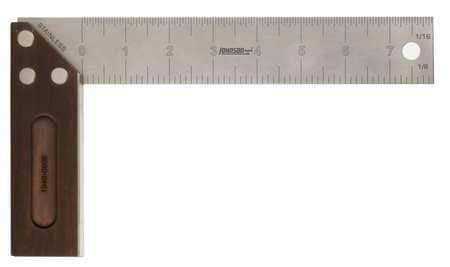 JOHNSON 1940-0800 TRY SQUARE BAMBOO/SS 1/8 1/16 IN GRAD