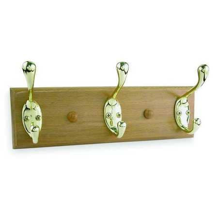 GRAINGER GLOBAL SOURCING 1XNH7 COAT AND GARMENT RACK 3 HOOK BRASS 10 IN