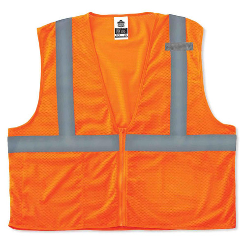 ERGODYNE 21045 ECONOMY VEST CLASS II MESH ZIPPER ORANGE