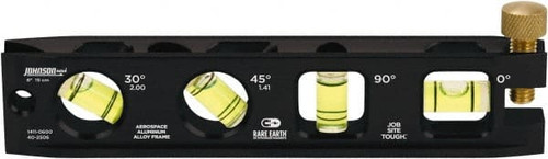 JOHNSON LEVEL & TOOL 1411-0600 TORPEDO LEVEL, 6 IN L, 4 VIALS