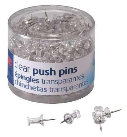 OFFICEMATE 35711 PUSH PINS, 200PK-TUB,CLEAR