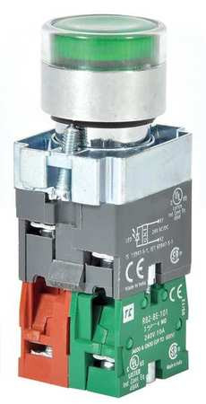 DAYTON 30G205 ILLUMPUSHBUTTON,FULLVOLT,GREEN,1NO/1NC