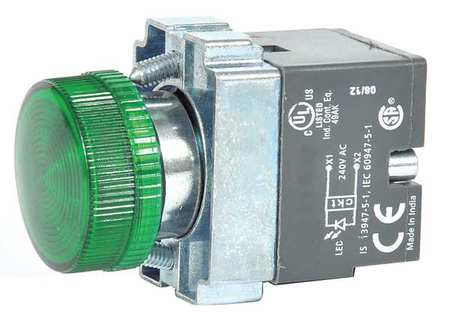 DAYTON 30G221 PILOT LIGHT 22MM LED GREEN