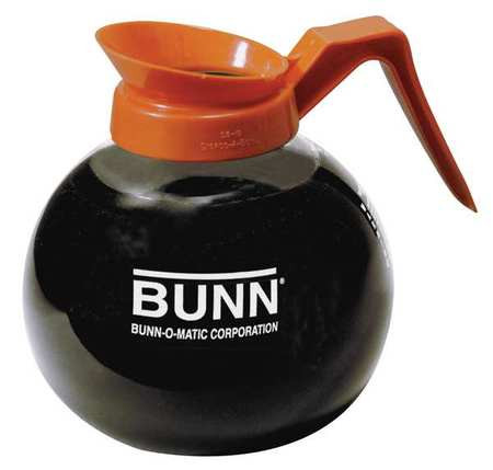 BUNN-O-MATIC CORP 42401.0101 BUNN DECAF GLASS DECANTER WITH ORANGE HA