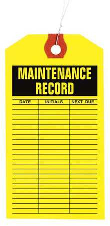 GRAINGER GLOBAL SOURCING 1HAC2 INSPECTION TAG PPR MAINTNANCE LOG PK1000