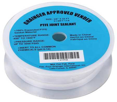 GRAINGER GLOBAL SOURCING 21TF48 PTFE JOINT SEALANT 3/8 X 25 FT