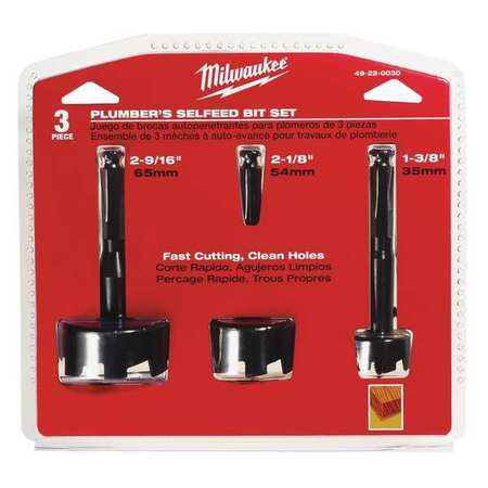 MILWAUKEE ELECTRIC TOOLS 49-22-0030 PLUMBERS' SELFEED BIT KIT (3 PC)