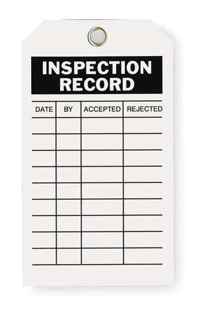 GRAINGER GLOBAL SOURCING 2RMU7 INSPECTION TAG 7 X 4 IN BK/WHT MET PK10