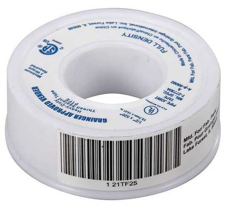 GRAINGER GLOBAL SOURCING 21TF25 SEALANT TAPE 1/2 X 520 IN