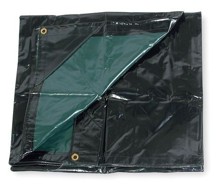 GRAINGER GLOBAL SOURCING 2ZJ58 TARP NYLON VINYL LAM BLACK/GREEN 10X10FT