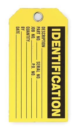 GRAINGER GLOBAL SOURCING 2RMV1 PROD STAT TAG 3 X 5-3/4 IN BK/YEL PK100