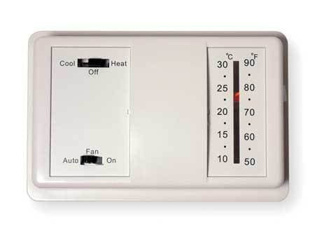 DAYTON 4PU47 LOW V MECHANICAL TSTAT 50 TO 90F WHITE