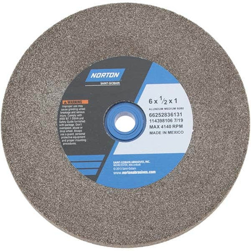 NORTON 66252836131 GRINDING WHEEL T1 6X1/2X1 AO 60/80G BRN