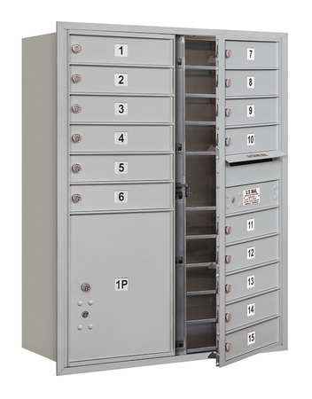 SALSBURY INDUSTRIES 3711D-15AFU HORIZ MAILBOX USPS 16DR ALUM FL 41IN
