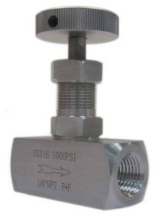 GRAINGER GLOBAL SOURCING 5TUL9 NEEDLE VALVE 1/4 IN NPT 5000 PSI SS