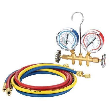 DAYTON 4PDG1 MANIFOLD GAUGE SET 2 VALVE 3 HOSES