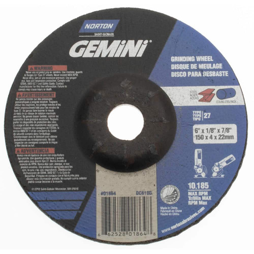 NORTON 66252801864 DEPRESSED CENTER WHEEL T27 6X1/8X7/8 AO