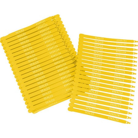BRADY SPC ABSORBENTS 95196 STRAP SEALS,YELLOW,UNFINISHED,PK100